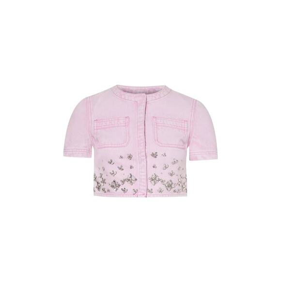 Self-Portrait Pink Embellished Crop Top - Picture 4 of 4